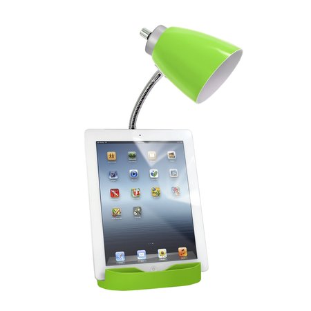 Limelights Gooseneck Organizer Desk Lamp with Holder and USB Port, Green LD1056-GRN